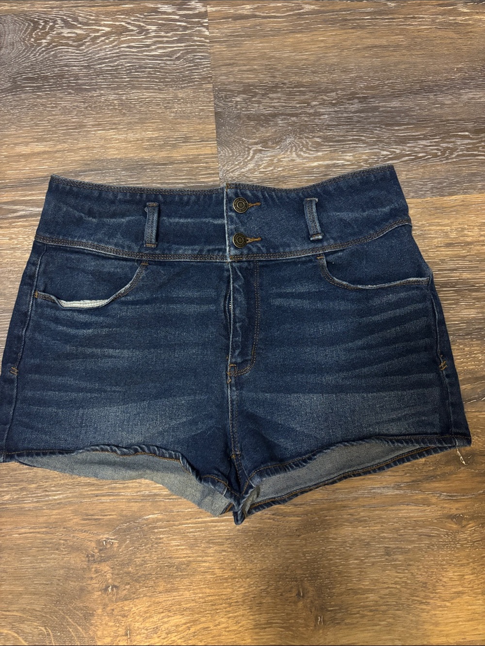 Mudd High-Waist Dark Blue Denim Women's Shorts